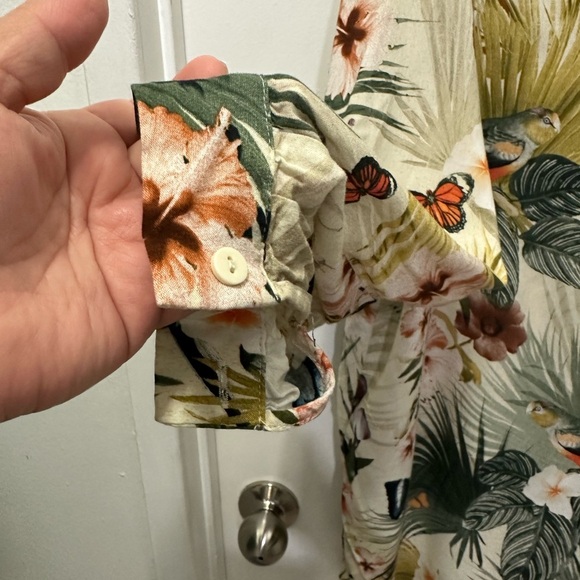 H&M Tropical Print Mini Dress Tunic with Mandarin Collar Sz 10 - Picture 4 of 7